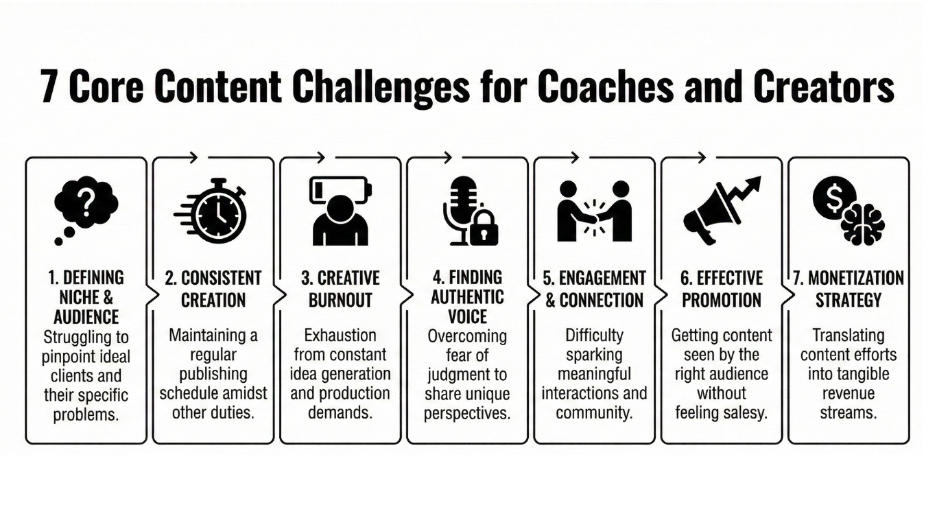 Infographic showing seven core content challenges.